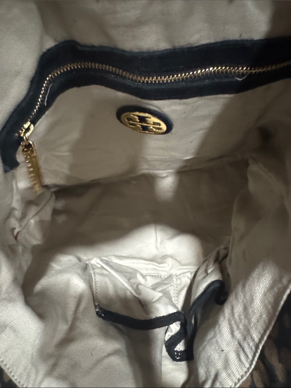 Tory Burch Black and Brown Patterned Tote with Tassel - Picture 9 of 9
